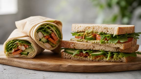 Déjeuner sur le pouce : sandwichs et wraps sans gluten à préparer à l’avance