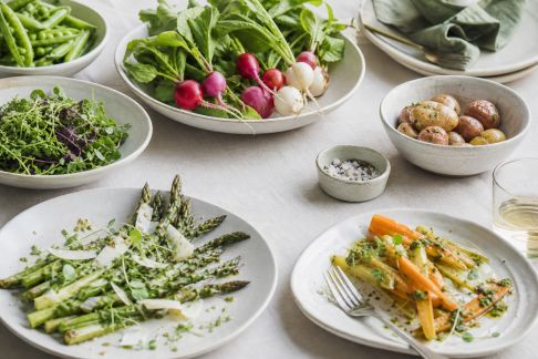 Menus complets avec les légumes nouveaux du printemps